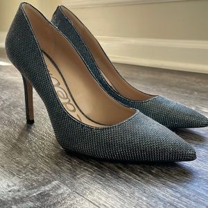 Blue sparkly high heels